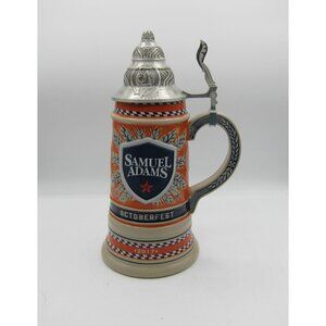 Samuel Adams Octoberfest 2017 Ceramic Beer Stein With Pewter Lid Collectible